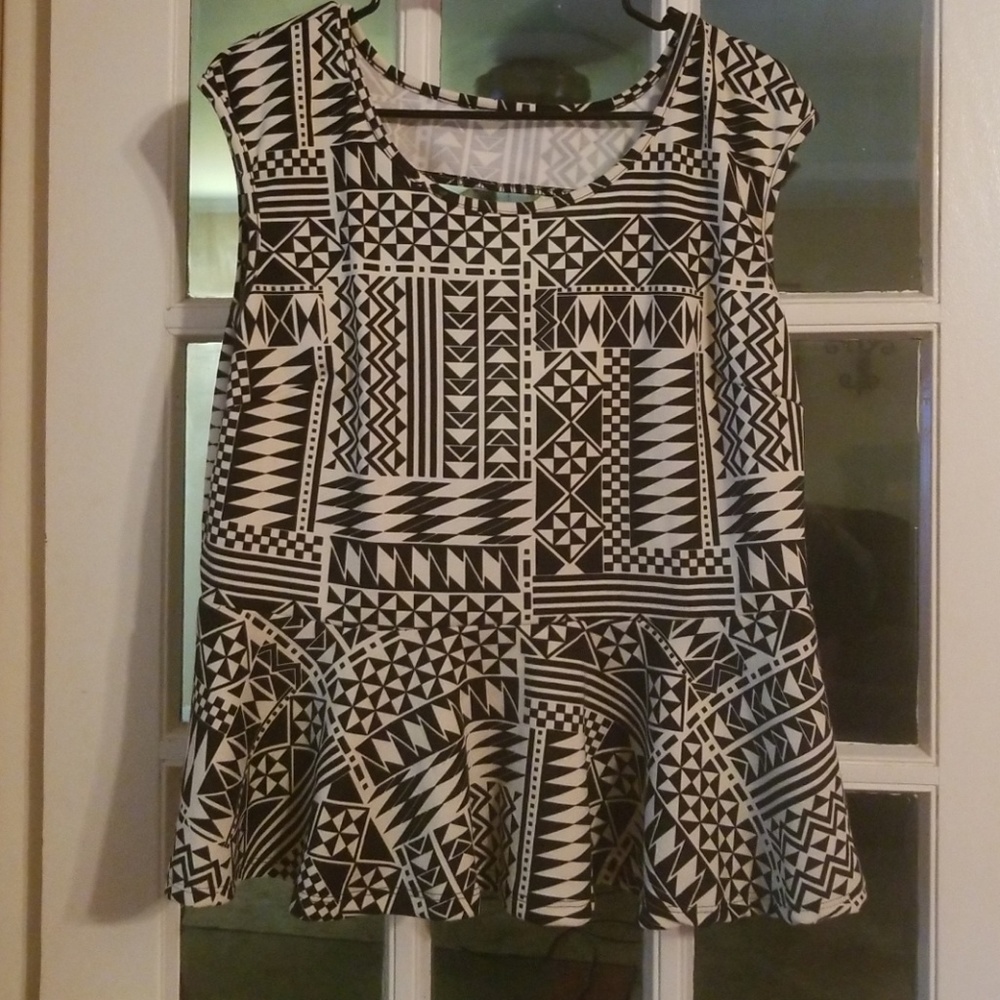 Black and White Peplum Top